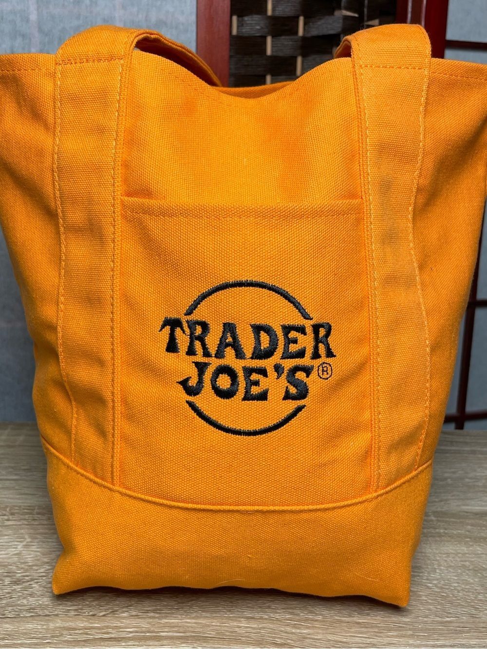 Trader Joe's Limited Edition Orange Trick or Treat Halloween Mini Tote Bag